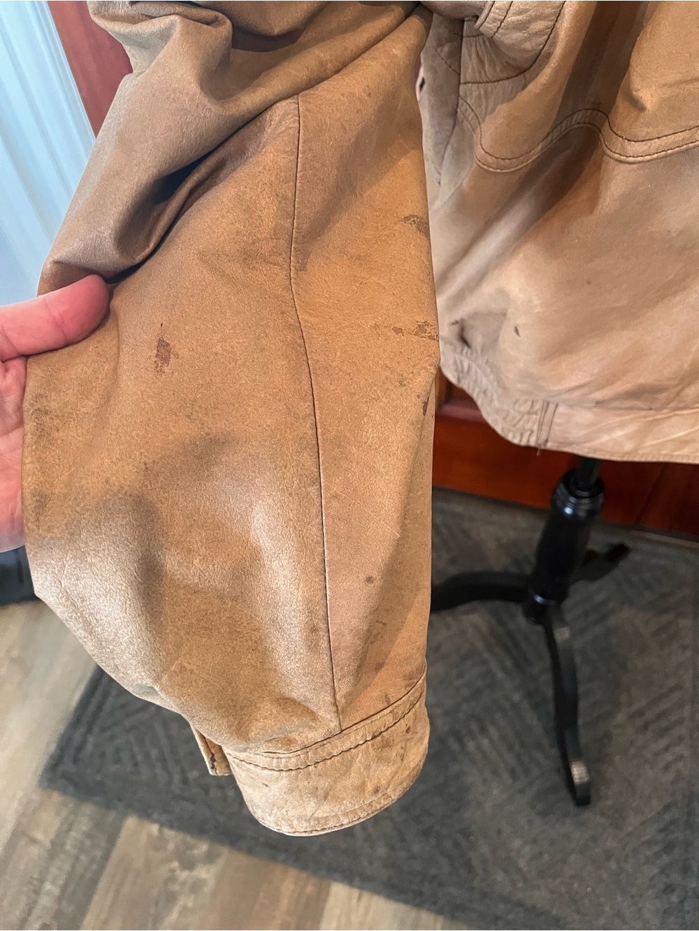 Adventure Bound Distressed Leather Bomber Jacket Brown M Men Vintage - Picture 8 of 15